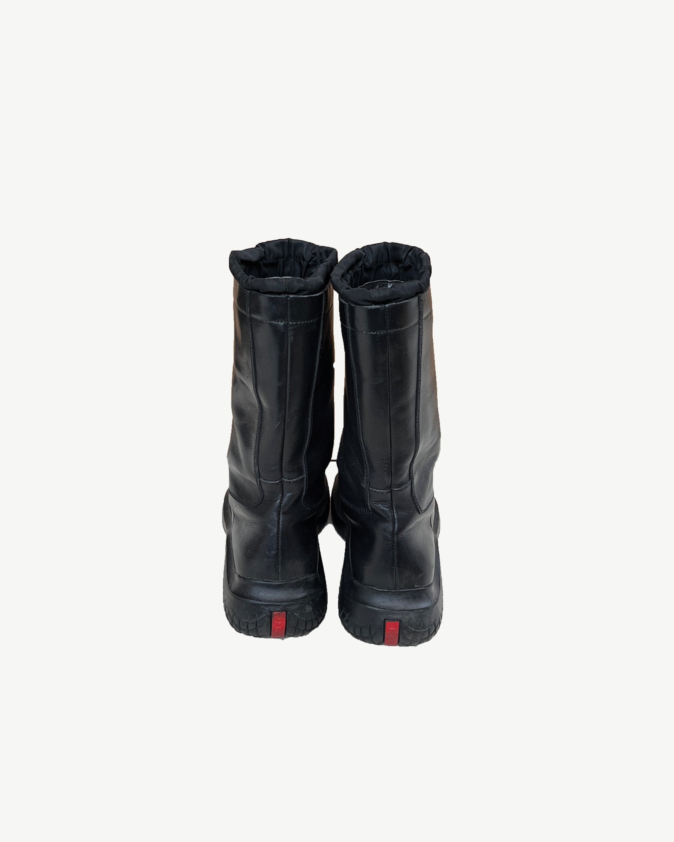 靴 99aw PRADAsports leatherboots archive Prada Aw99 Vintage Square Toe Boots US 8 UK 7 Black Leather