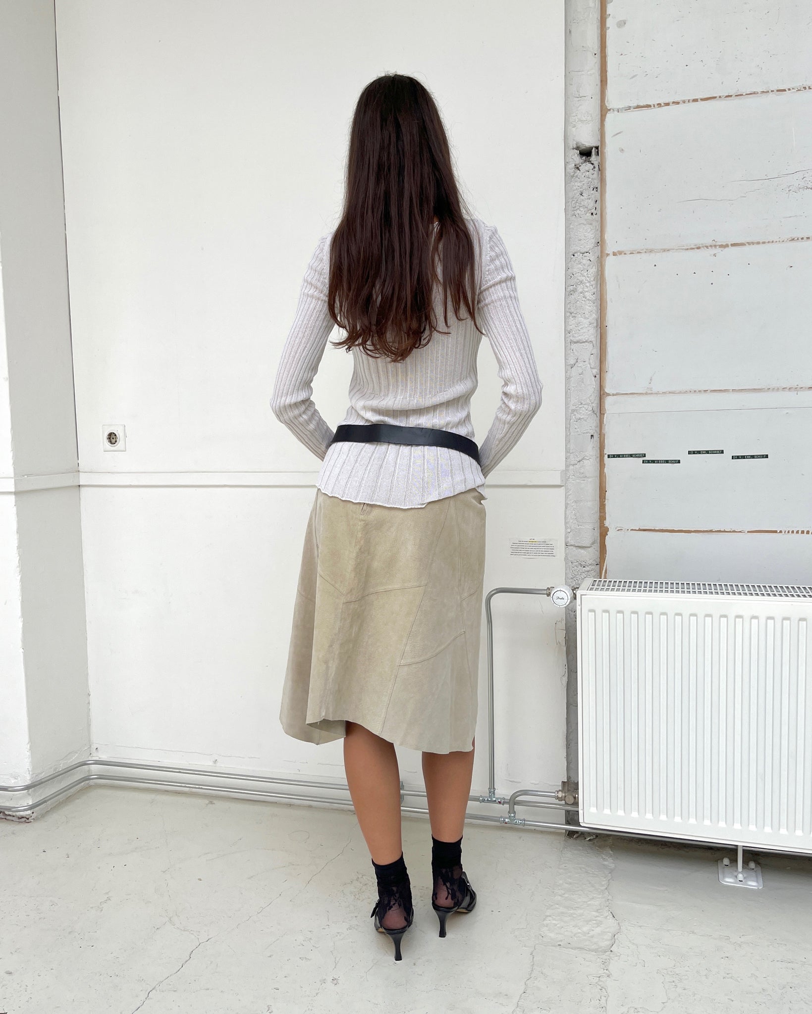 Suede Asymmetric Skirt