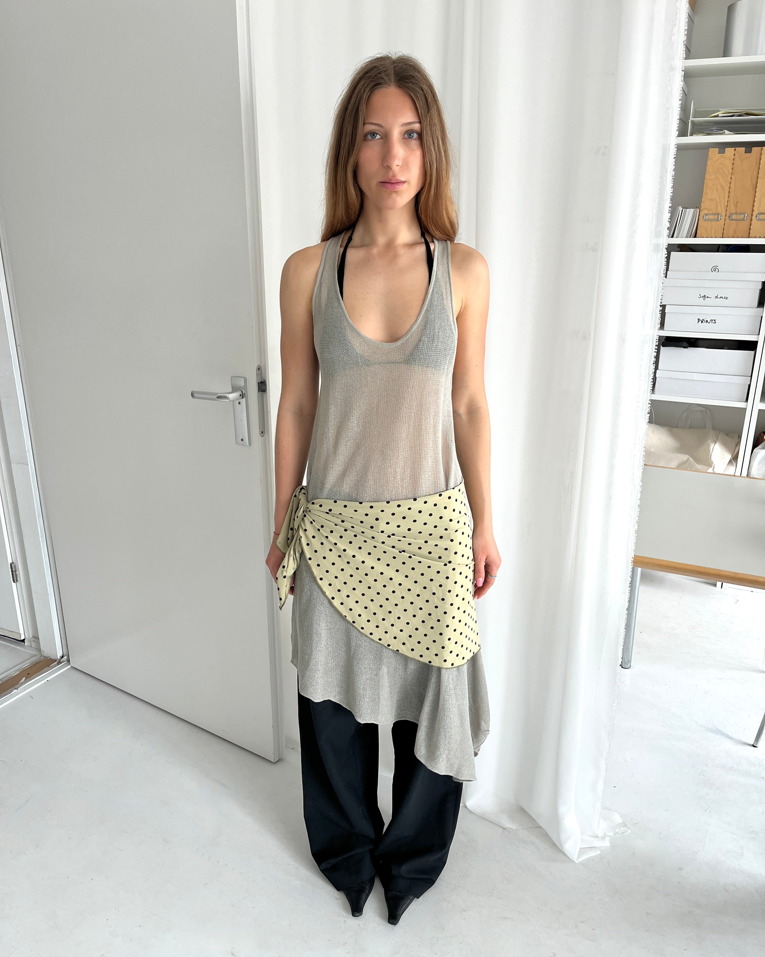 sheer asymmetrical dress Sheer Embellished Asymmetrical Dress in Green