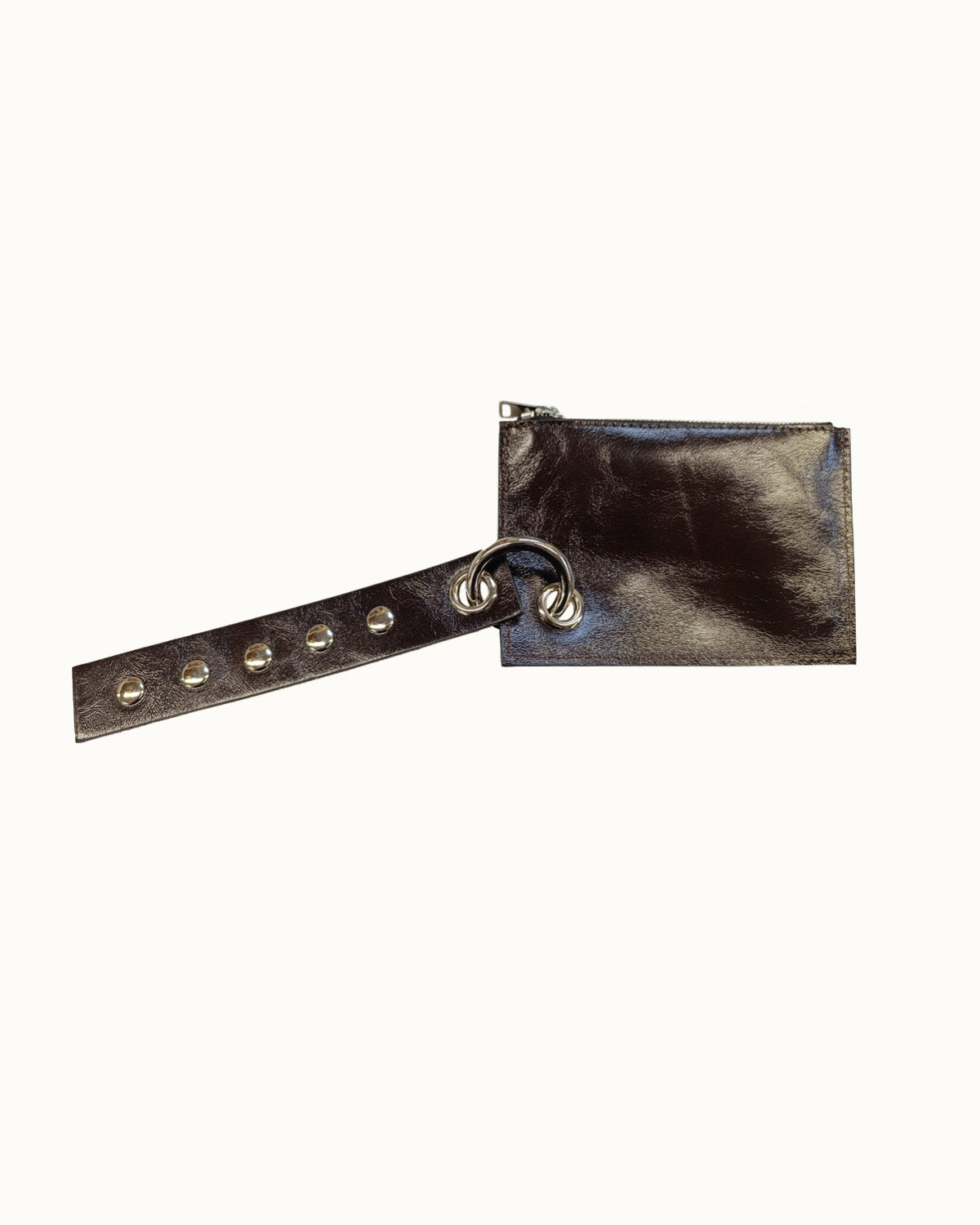 POCKET BAG GLOSSY TEXTURED BROWN