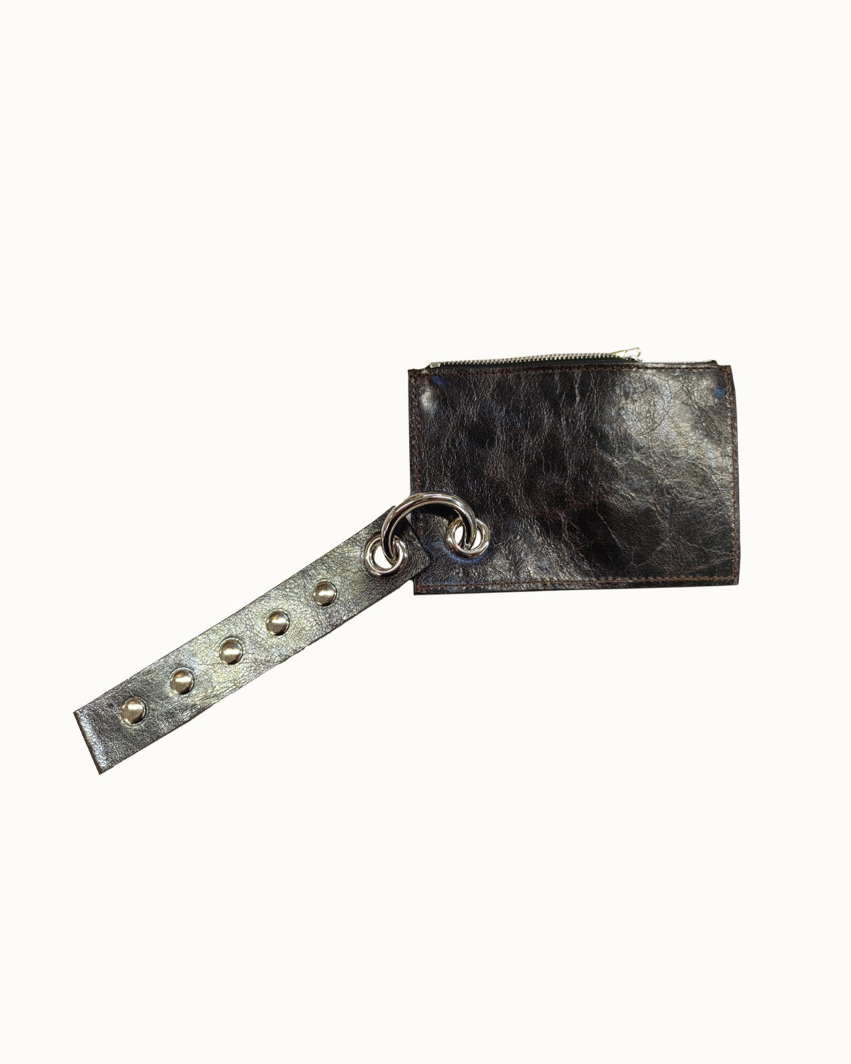 POCKET BAG - GLOSSY TEXTURED DARK BROWN